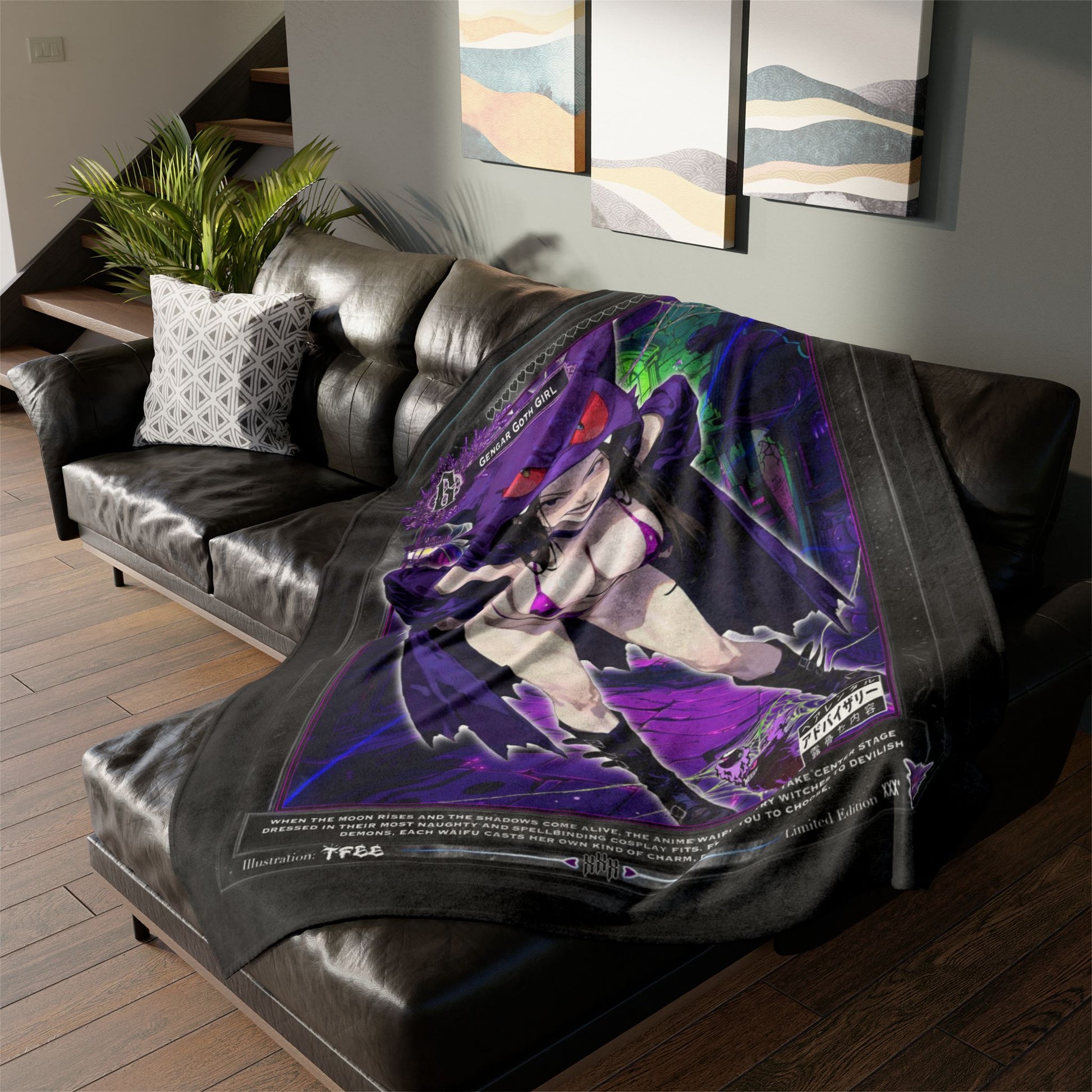 Gengar Goth Girl Plush Throw Blanket