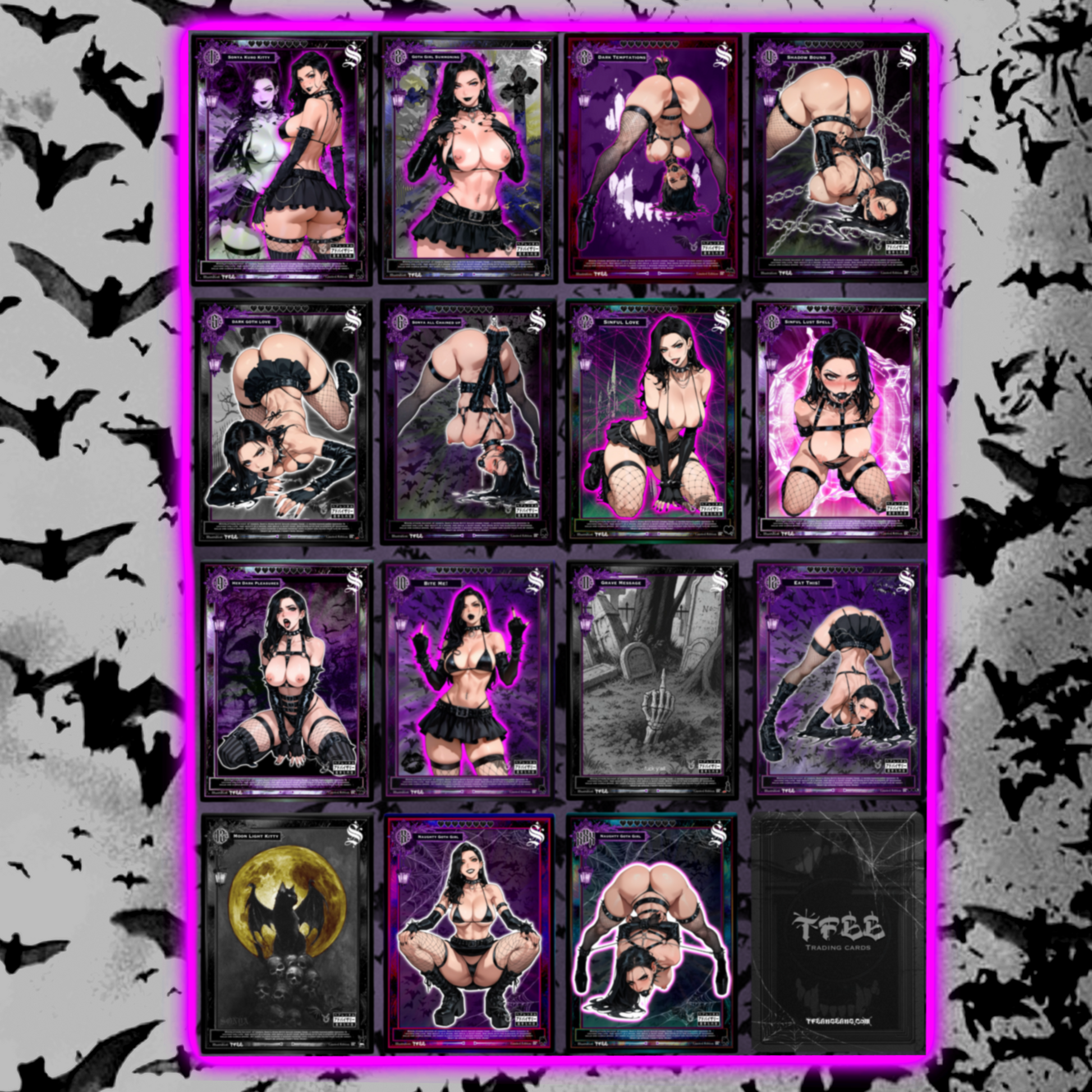 SONYA KURO KITTY GOTH WAIFU - DARK FANTASY HOLO COLLECTIBLE CARDS