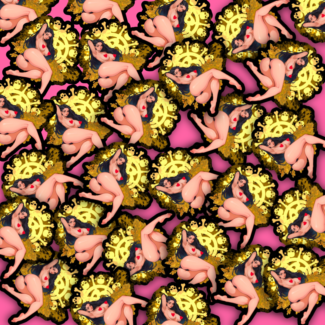 Golden Naughty Love Slapper Sticker