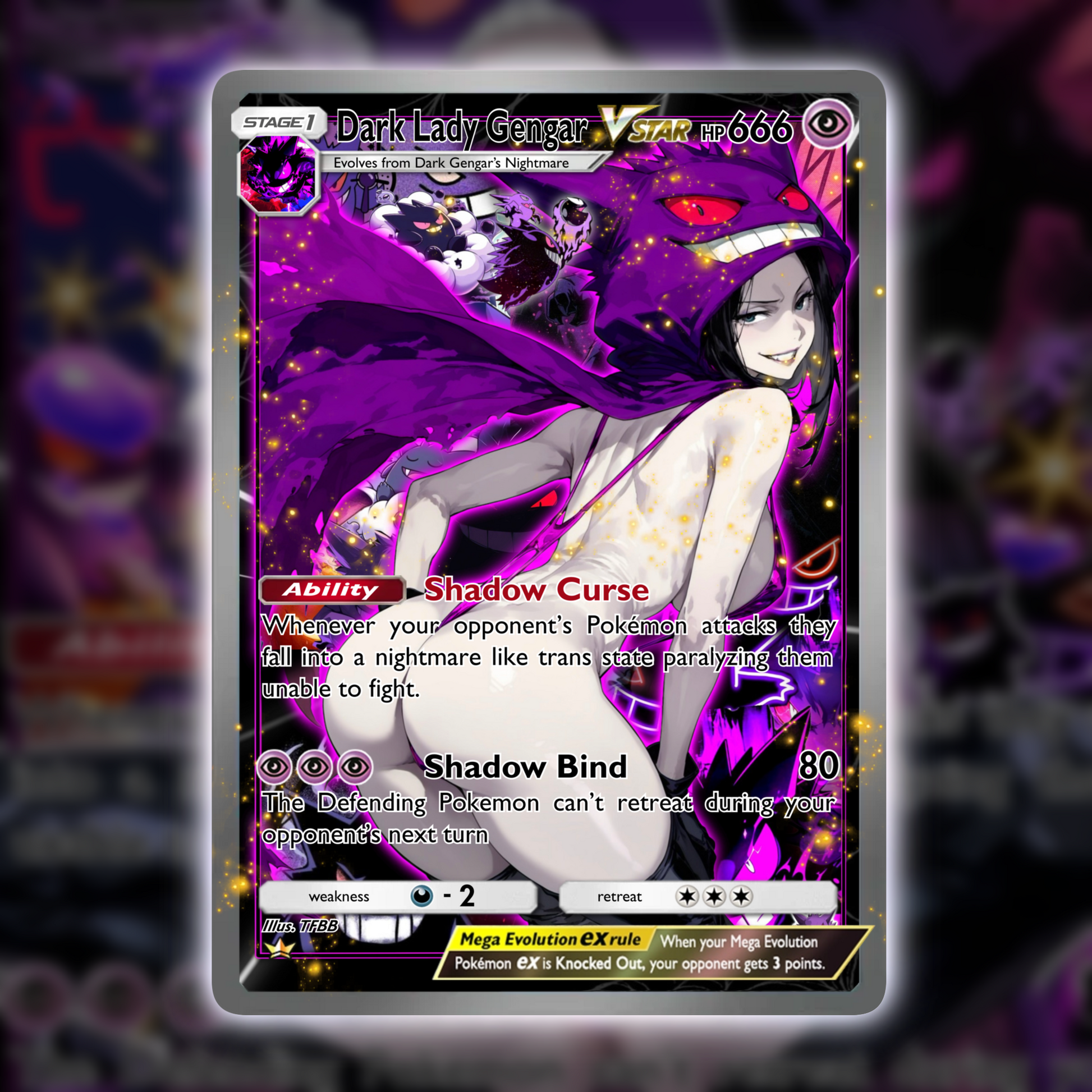 Dark Lady Gengar X Dark Fantasy Pokemon Exclusive Full Art Collectable cards