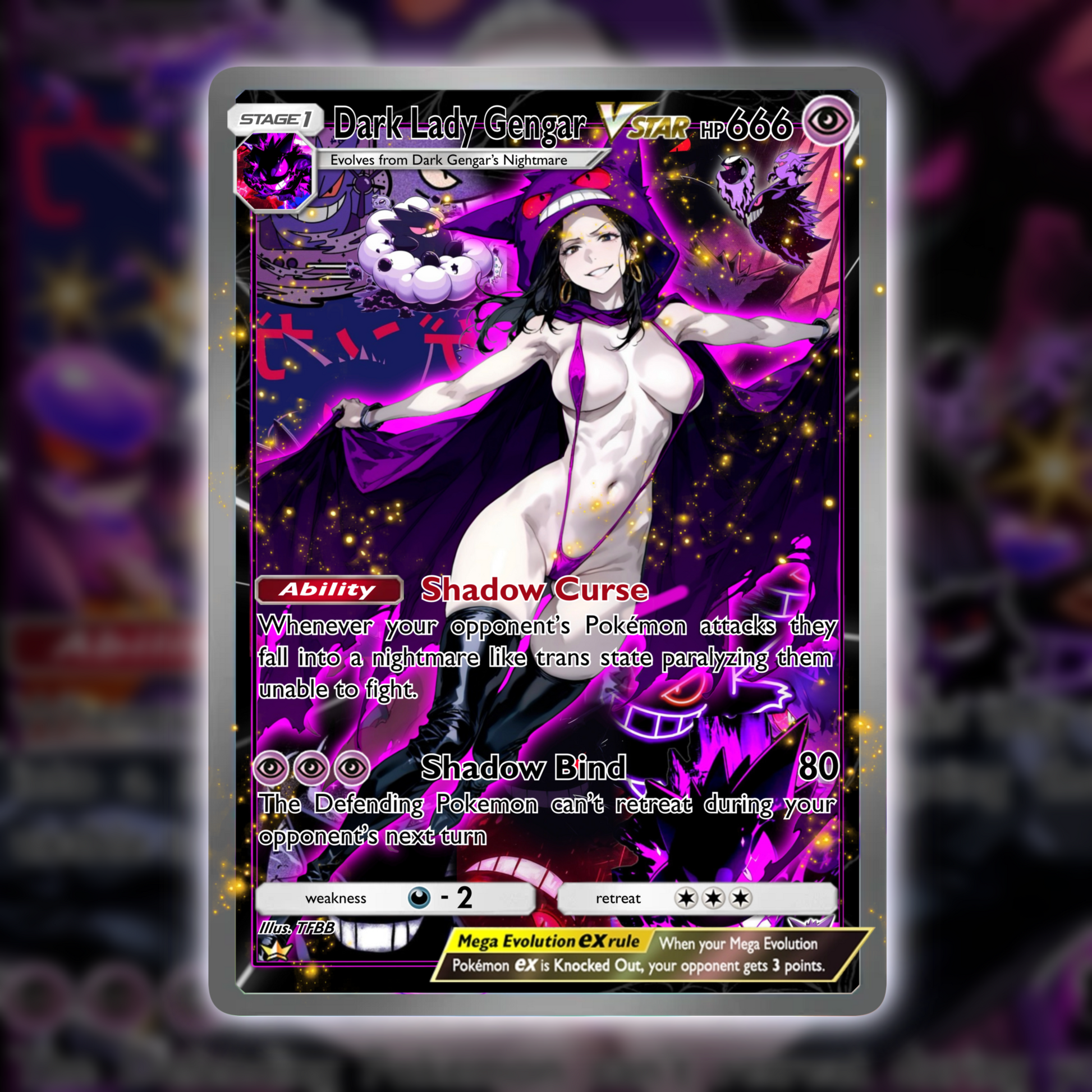 Dark Lady Gengar X Dark Fantasy Pokemon Exclusive Full Art Collectable cards