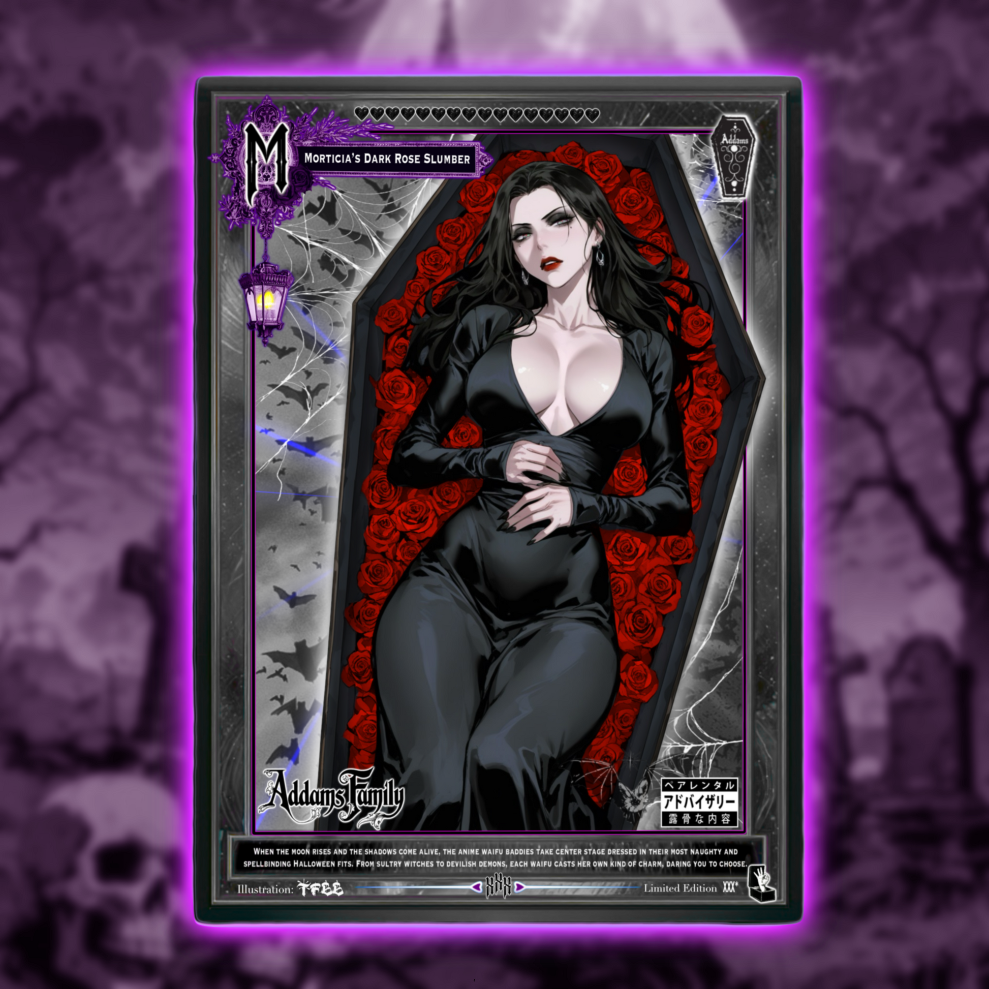 Morticia’s Dark Rose Slumber X Dark Fantasy Waifu Holo Collectable Card