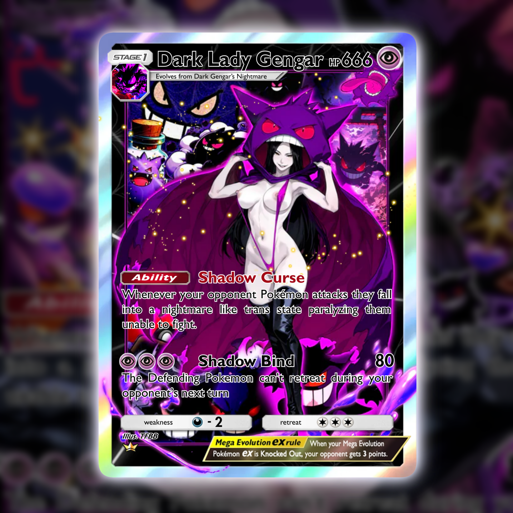 Dark Lady Gengar X Dark Fantasy Pokemon Exclusive Full Art Collectable cards