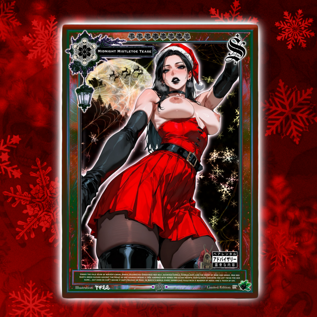 A Goth Girl Christmas X Dark Fantasy Waifu Holo Collectable Card set