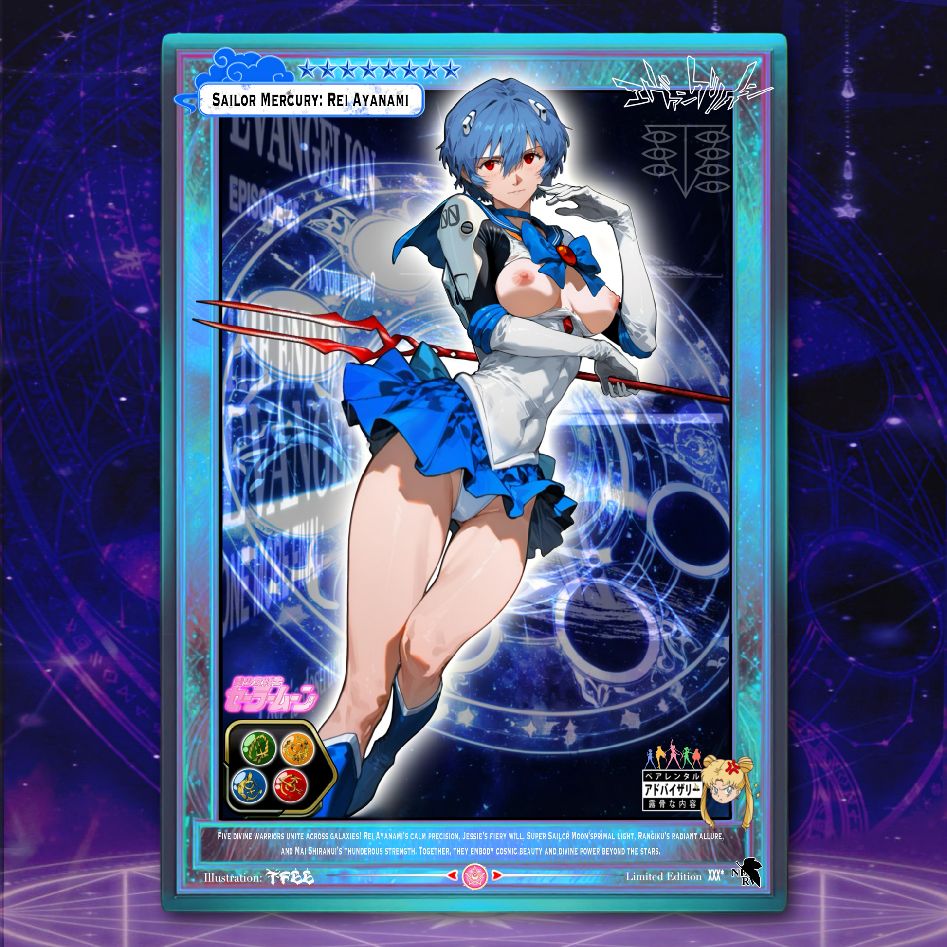 Sailor Mercury X Rei Ayanami Senshi Goddesses Holo Collectable Card