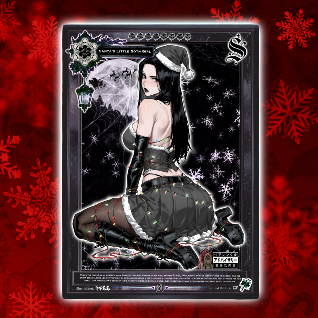A Goth Girl Christmas X Dark Fantasy Waifu Holo Collectable Card set