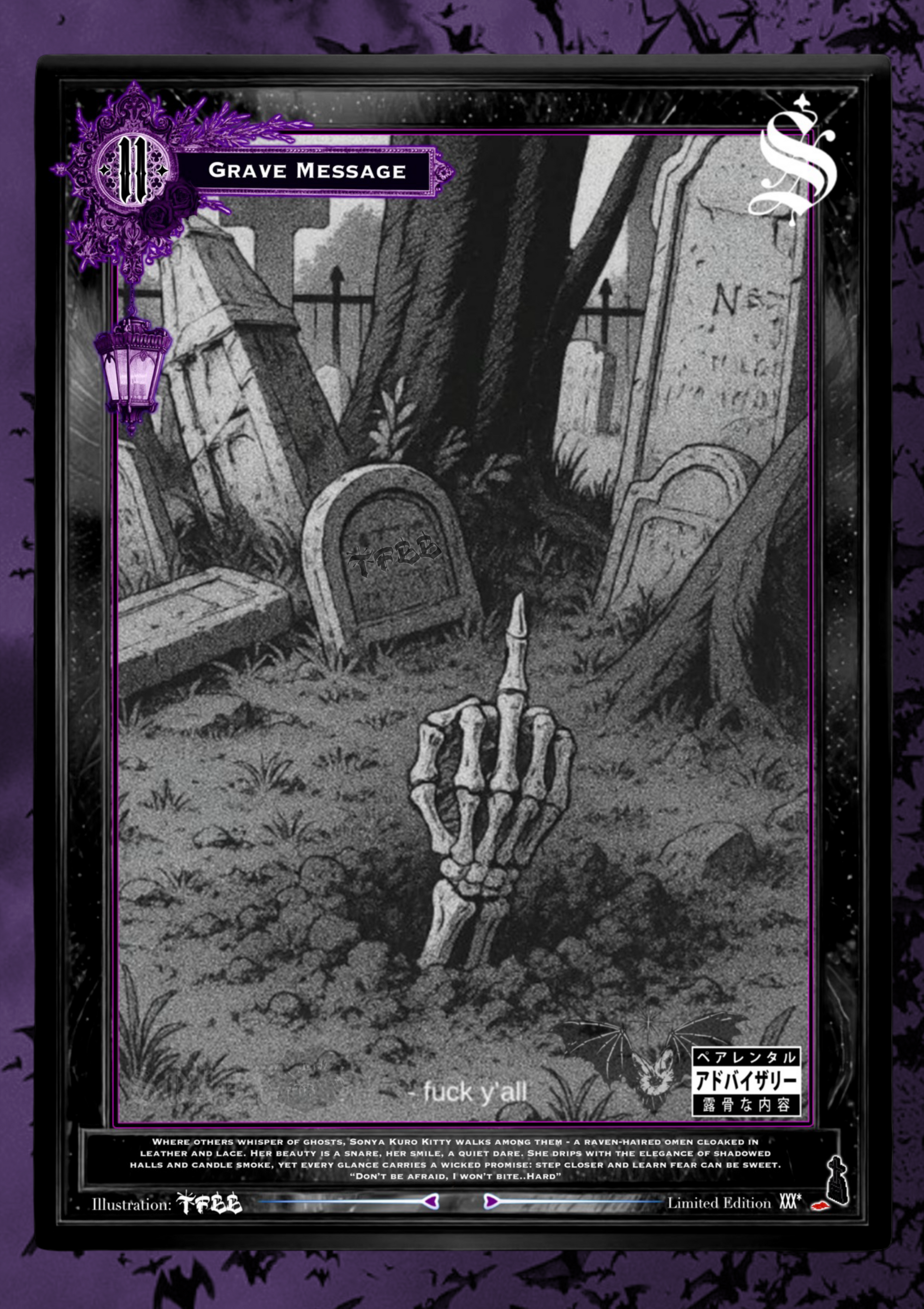 SONYA KURO KITTY GOTH WAIFU - DARK FANTASY HOLO COLLECTIBLE CARDS